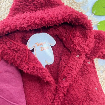 Macacão de Pelinho Sherpa Coelhinha com Capuz - Vinho